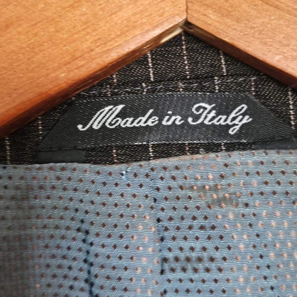ZE Zanetti Super 140’s Wool Suit Made In Italy Brown Pinstripe Blazer Pant 42.